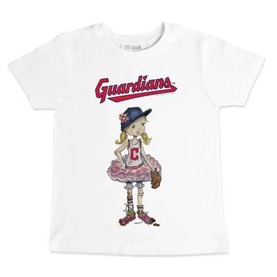 Women's Tiny Turnip Navy Cleveland Guardians Stitched Baseball T-Shirt