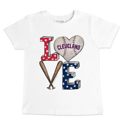 Cleveland Guardians Tiny Turnip Toddler Baseball Love T-Shirt - White