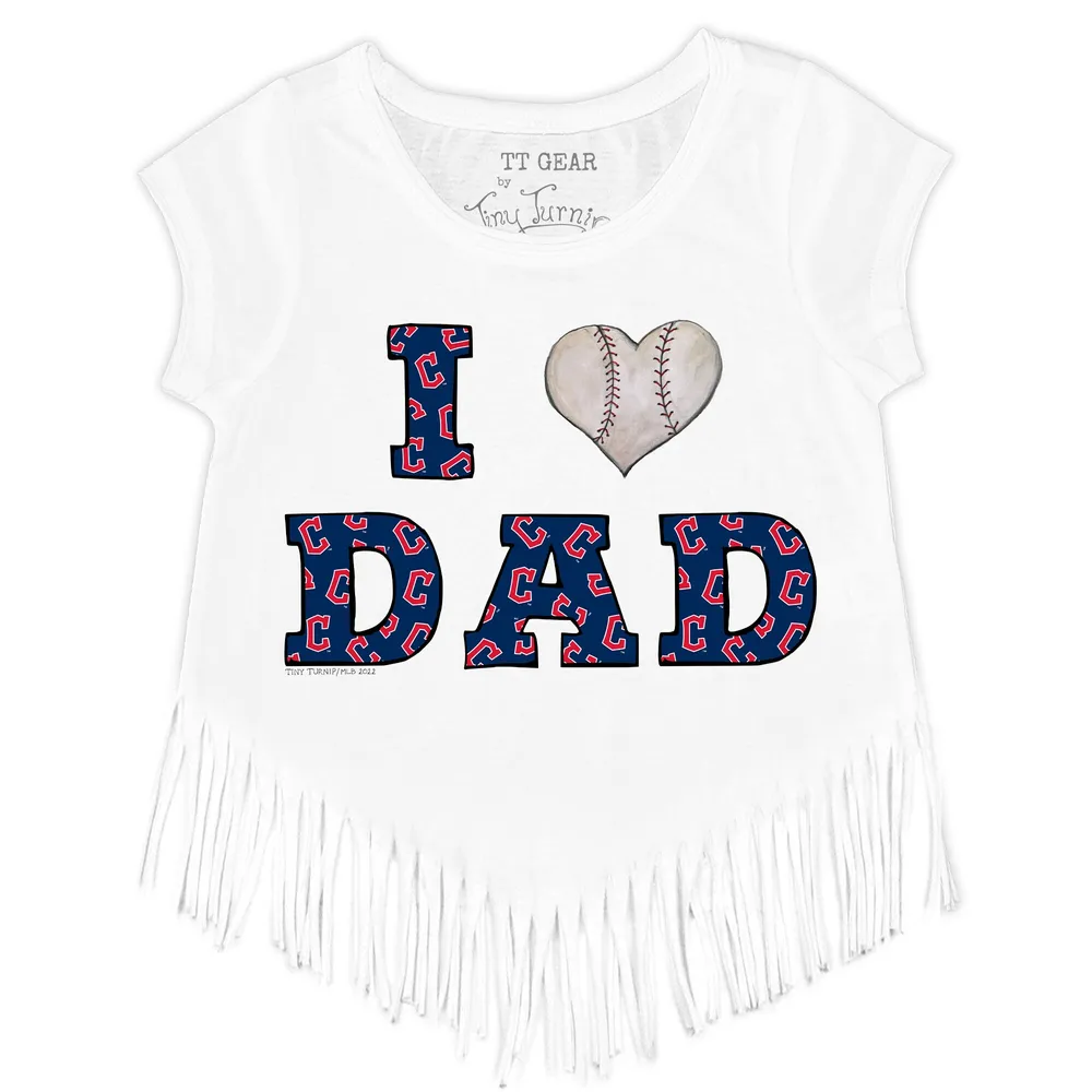 Cleveland Guardians Tiny Turnip Toddler I Love Dad Fringe T-Shirt - White