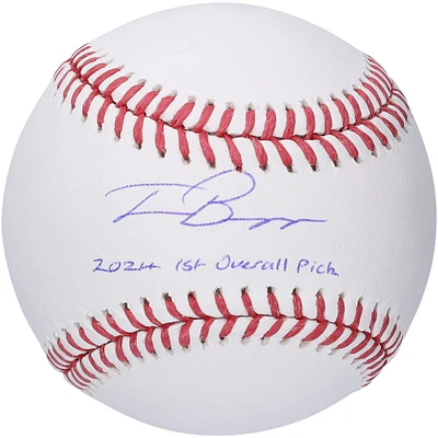 Travis Bazzana Cleveland Guardians Autographed Baseball with "2024 1st Overall Pick" Inscription