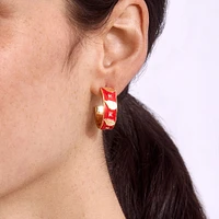 WEAR By Erin Andrews x BaubleBar Cleveland Guardians Enamel Hoop Earrings