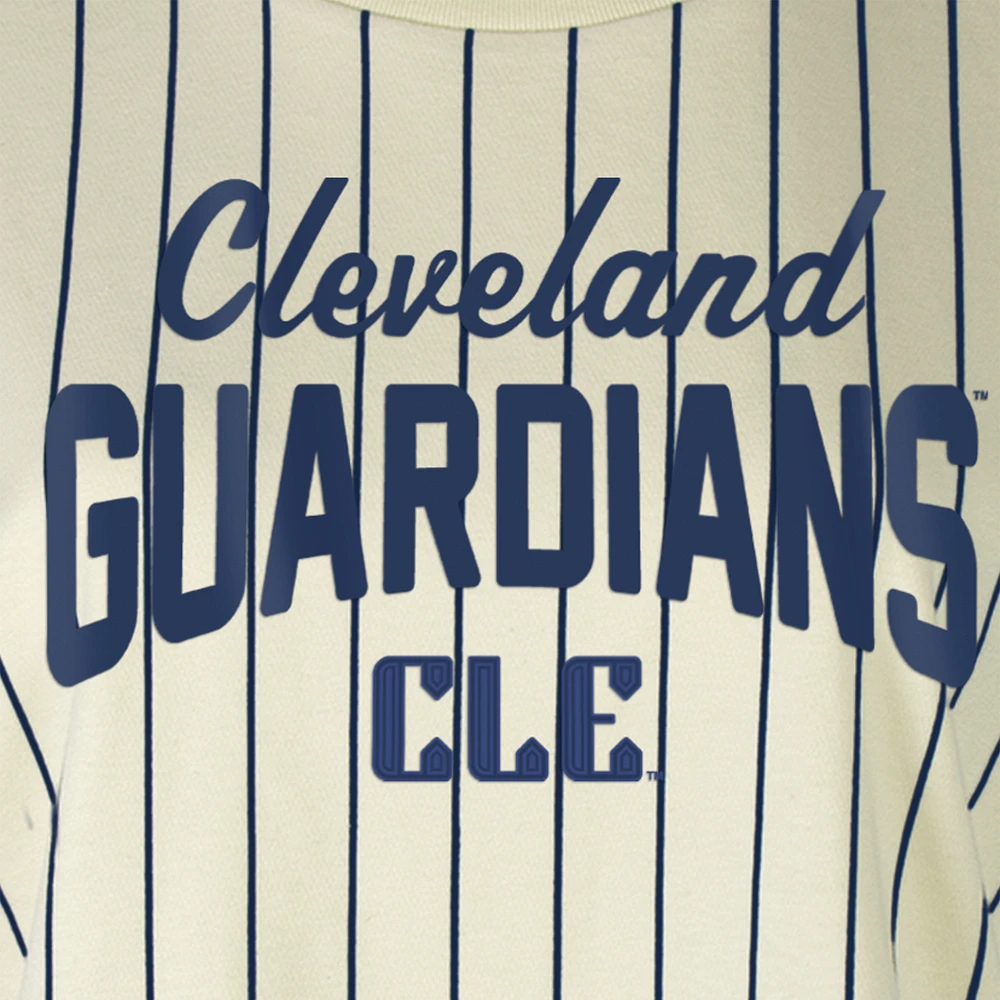 Women's New Era  Cream Cleveland Guardians City Connect Multiplier Pinstripe Cropped T-Shirt