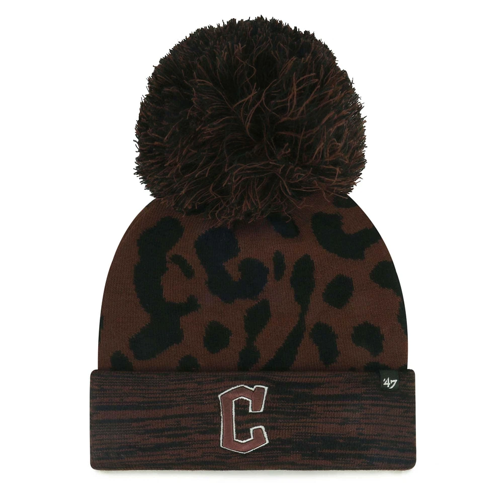 Bonnet en tricot à revers et pompon pour femme Cleveland Guardians '47 Brown Rosette