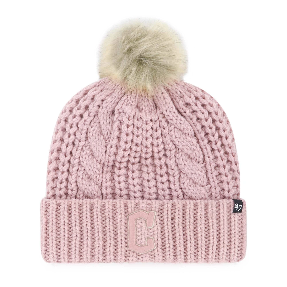 Women's '47 Dusty Rose Cleveland Guardians Meeko Cuffed Knit Hat with Pom