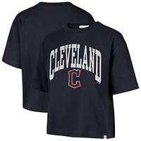 Women's '47  Navy Cleveland Guardians City Connect Shale Drop Shoulder Cropped T-Shirt