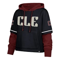Women's '47  Navy Cleveland Guardians City Connect Shortstop Cropped Pullover Hoodie