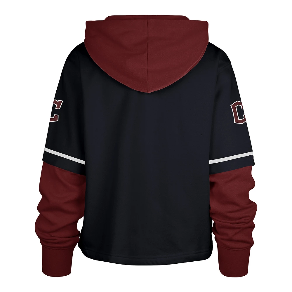 Women's '47  Navy Cleveland Guardians City Connect Shortstop Cropped Pullover Hoodie