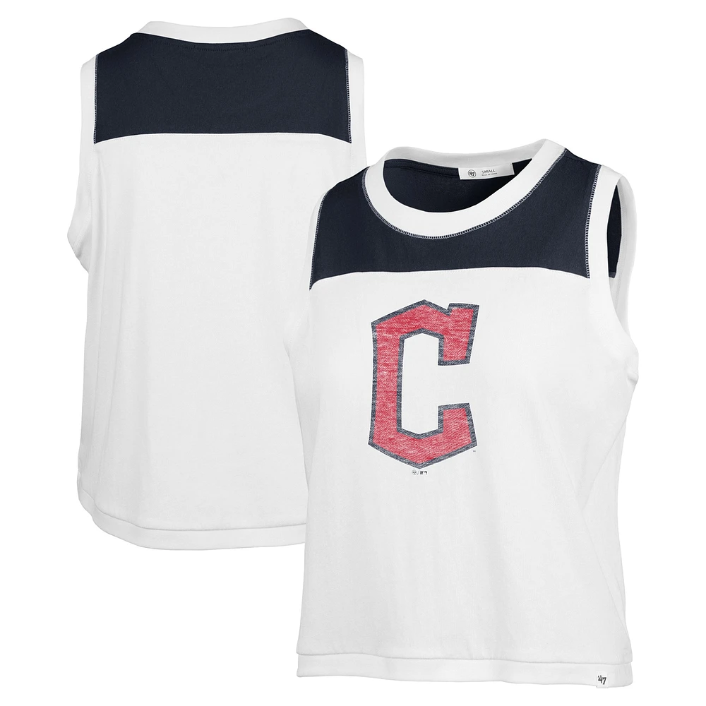 Women's '47 White Cleveland Guardians Premier Zoey Waist Length Tank Top