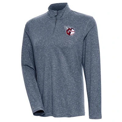 Women's Antigua  Heather Navy Cleveland Guardians Confront Quarter-Zip Pullover Top