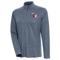 Women's Antigua  Heather Navy Cleveland Guardians Confront Quarter-Zip Pullover Top