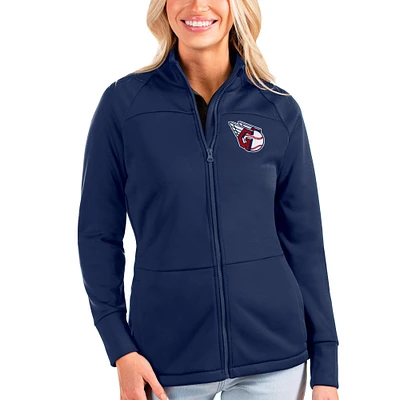 Veste de golf entièrement zippée Cleveland Guardians Links Antigua Navy pour femme