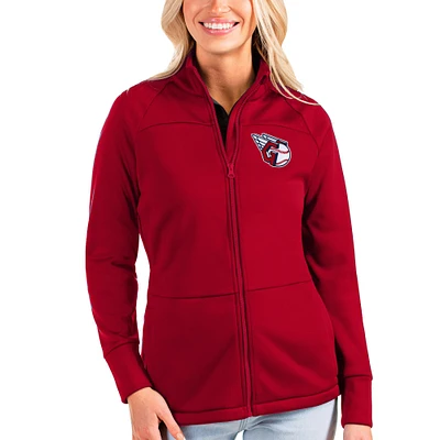 Women's Antigua Red Cleveland Guardians Links Full-Zip Golf Jacket
