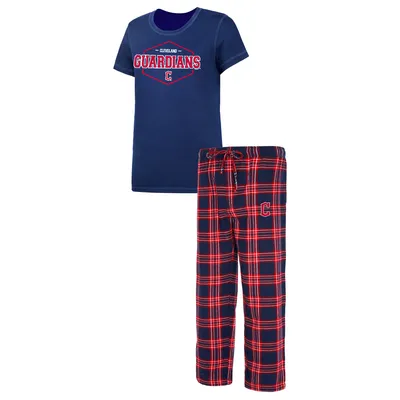 Cleveland Guardians Concepts Sport Women's Badge T-Shirt & Pajama Pants Sleep Set - Navy/Red