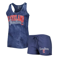 Ensemble de nuit avec débardeur et short à dos nageur Cleveland Guardians Billboard Concepts Sport pour femme, bleu marine