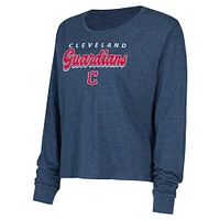 Women's Concepts Sport  Navy Cleveland Guardians Meter Knit Long Sleeve T-Shirt & Shorts Set