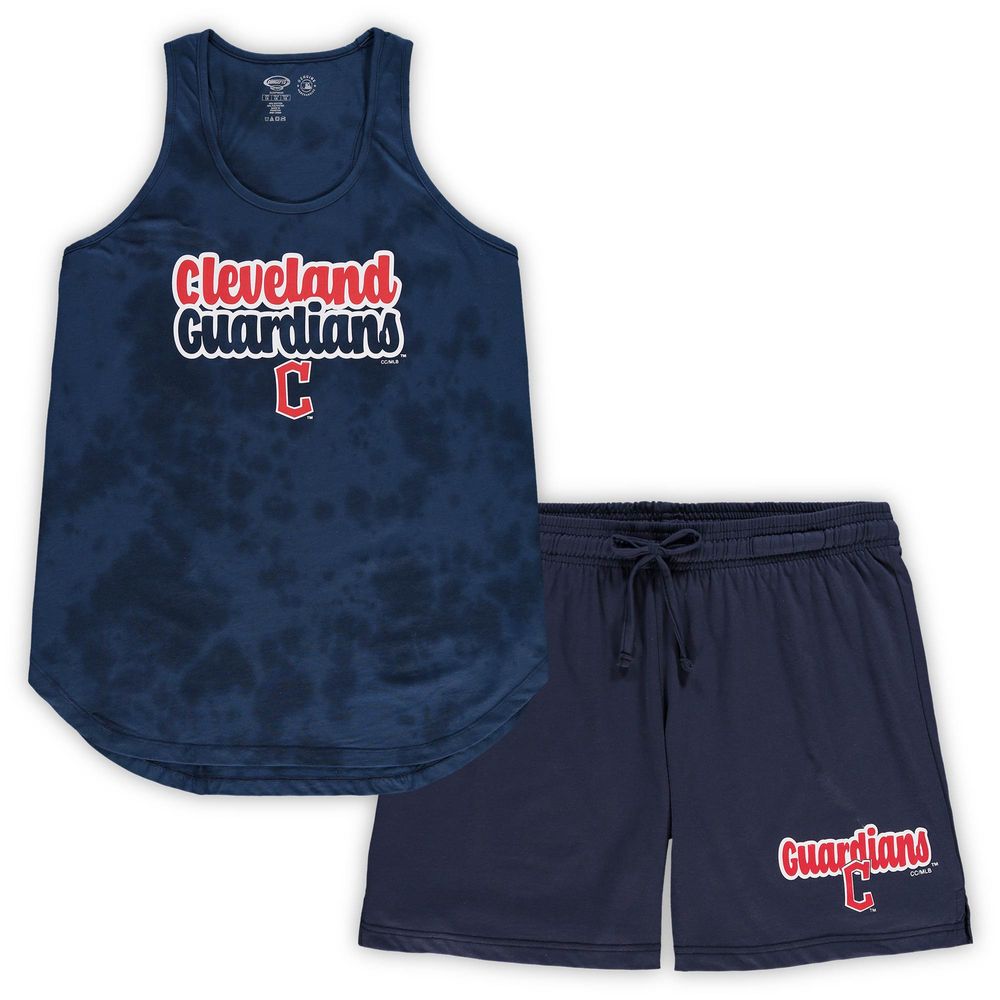 Women's Concepts Sport Navy Cleveland Guardians Plus Cloud Tank Top & Shorts Sleep Set