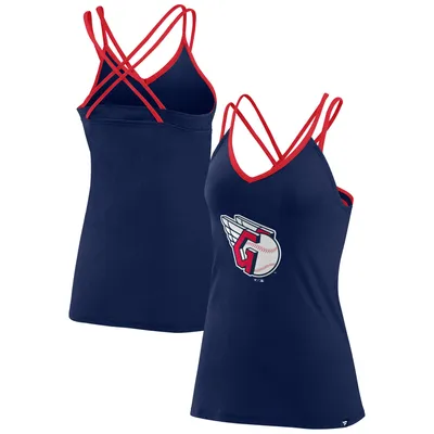 Cleveland Guardians Fanatics Branded Women's Barrel It Up Cross Back V-Neck Tank Top - Navy