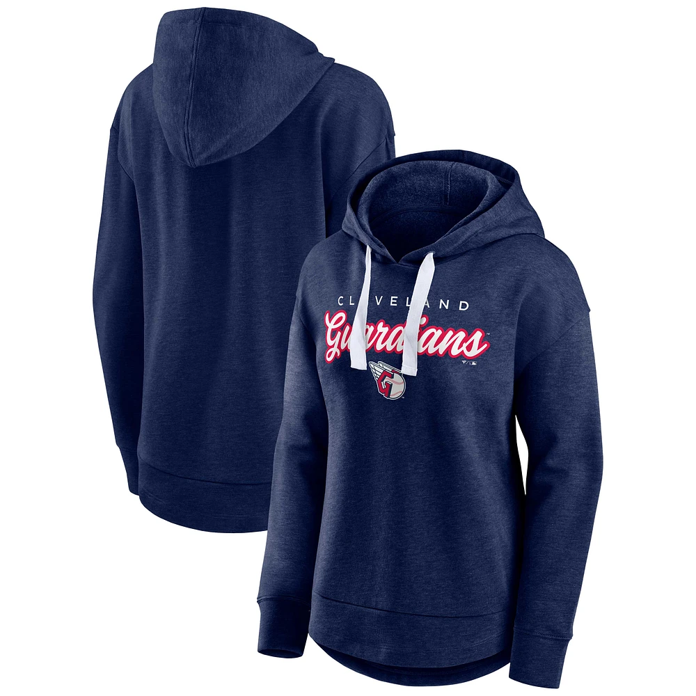 Women's Fanatics Heather Navy Cleveland Guardians Set to Fly Pullover Hoodie