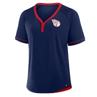 Women's Fanatics Navy Cleveland Guardians League Diva Star Raglan V-Neck T-Shirt
