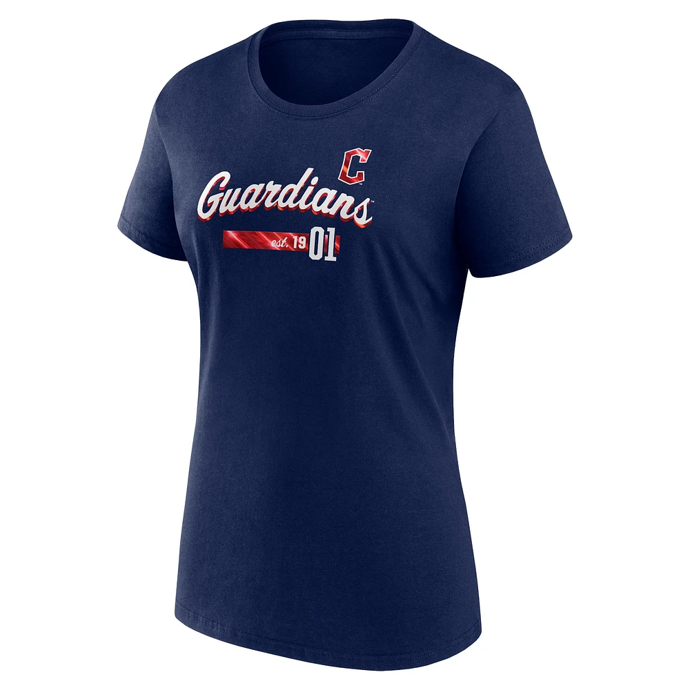 T-shirt ajusté avec logo Fanatics Navy Cleveland Guardians pour femmes