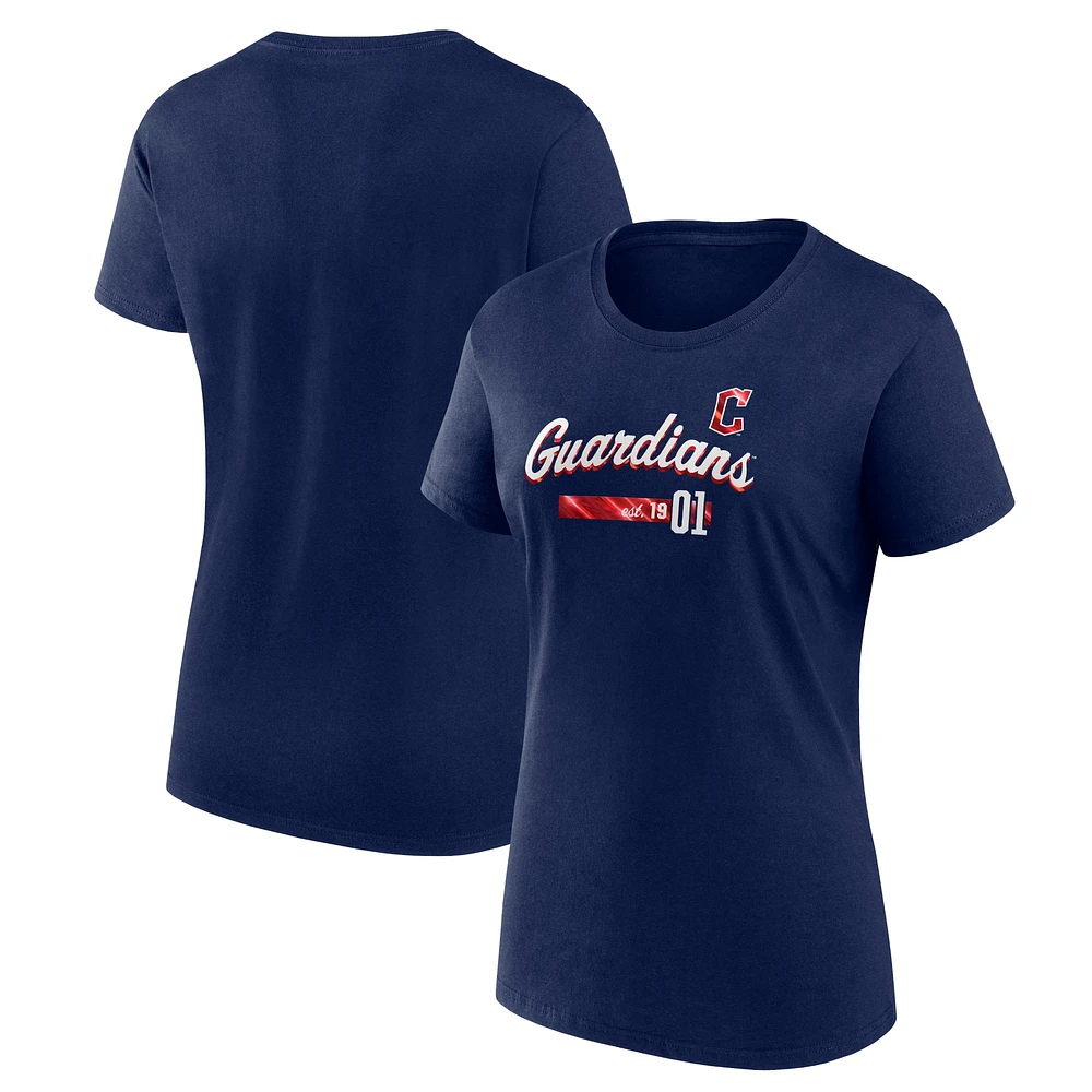 T-shirt ajusté avec logo Fanatics Navy Cleveland Guardians pour femmes