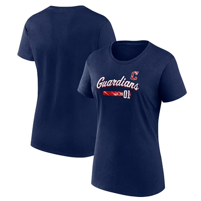 Women's Fanatics Navy Cleveland Guardians Logo Fitted T-Shirt