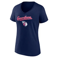 Women's Fanatics Navy Cleveland Guardians Shine Bright V-Neck T-Shirt