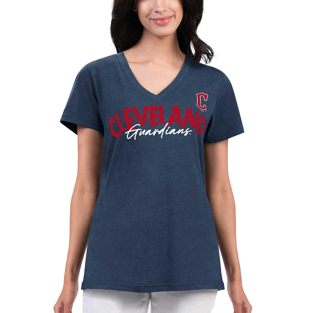 Women's G-III 4Her by Carl Banks Navy Cleveland Guardians Key Move V-Neck T-Shirt