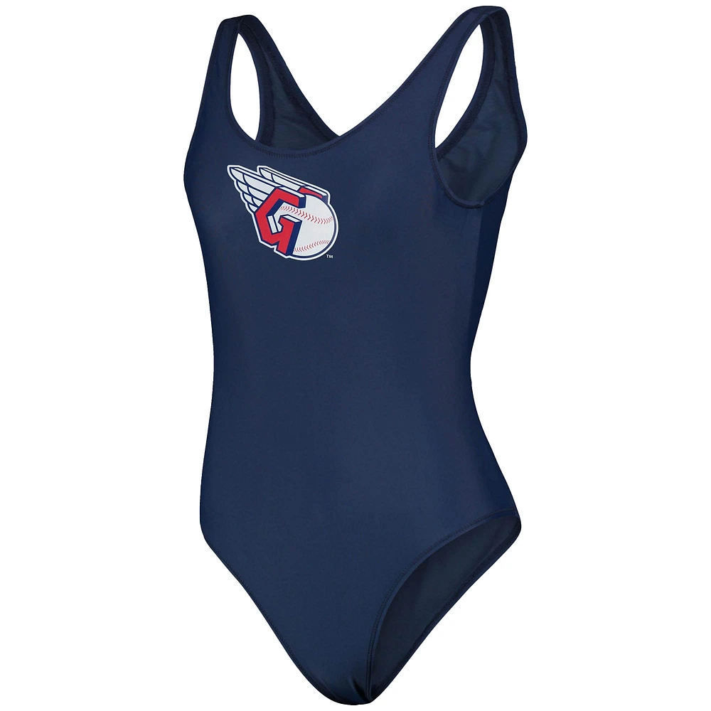 Women's G-III 4Her by Carl Banks Navy Cleveland Guardians Making Waves One-Piece Swimsuit