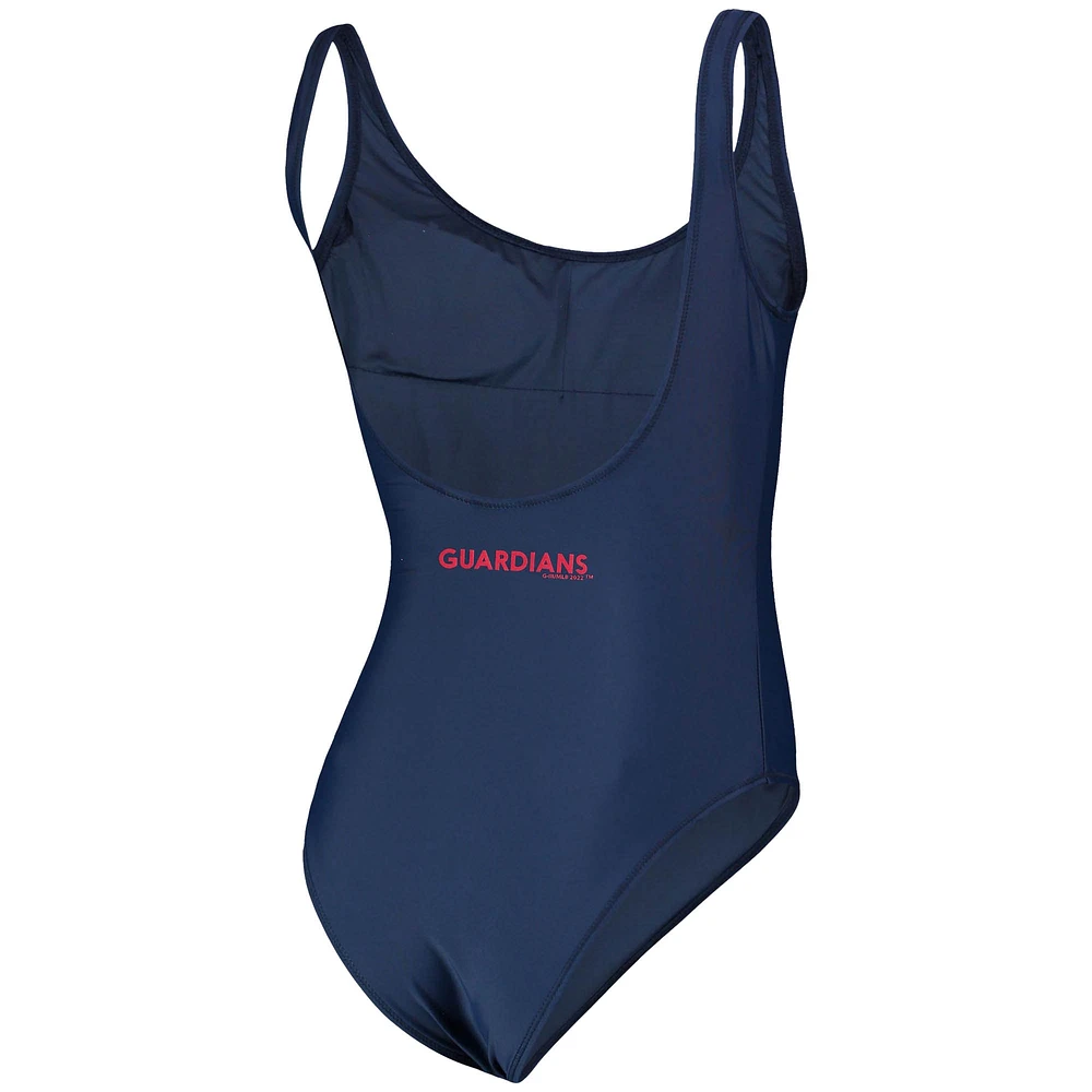 Women's G-III 4Her by Carl Banks Navy Cleveland Guardians Making Waves One-Piece Swimsuit