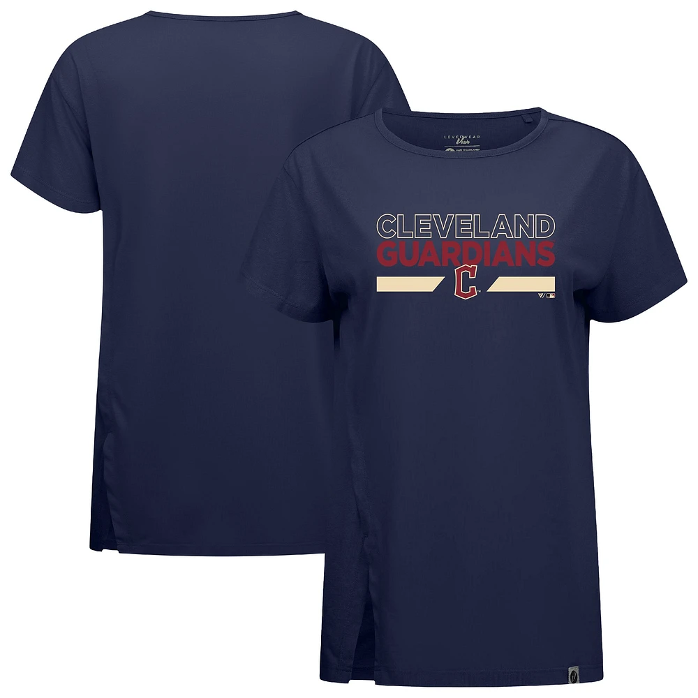 Women's Levelwear  Navy Cleveland Guardians City Connect Influx No Hitter T-Shirt