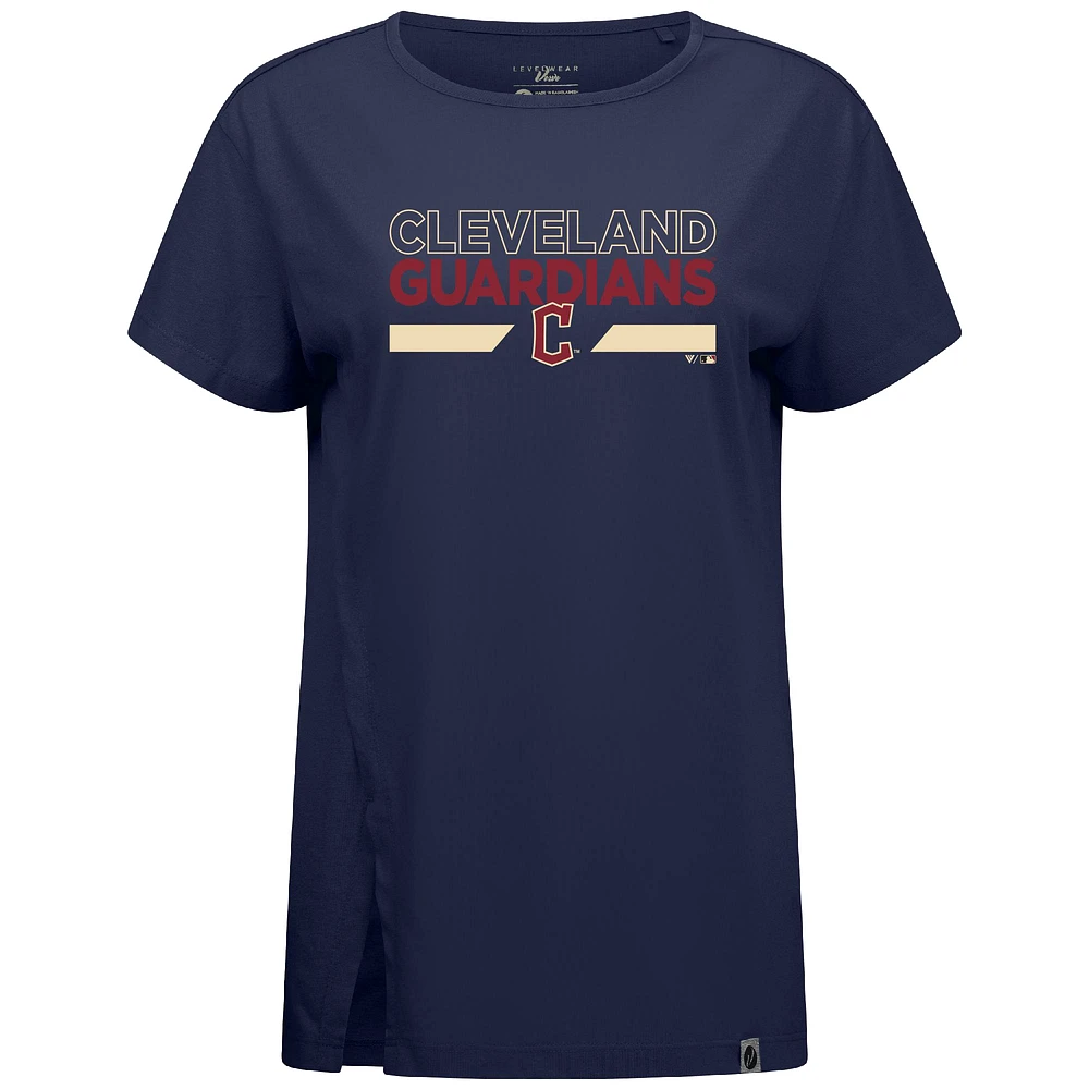 Women's Levelwear  Navy Cleveland Guardians City Connect Influx No Hitter T-Shirt