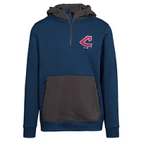 Women's Levelwear Navy Cleveland Guardians Cooperstown Collection Chicane Core Logo Quarter-Zip Pullover Hoodie