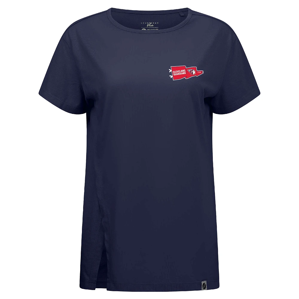 Women's Levelwear Navy Cleveland Guardians Influx Rafters T-Shirt