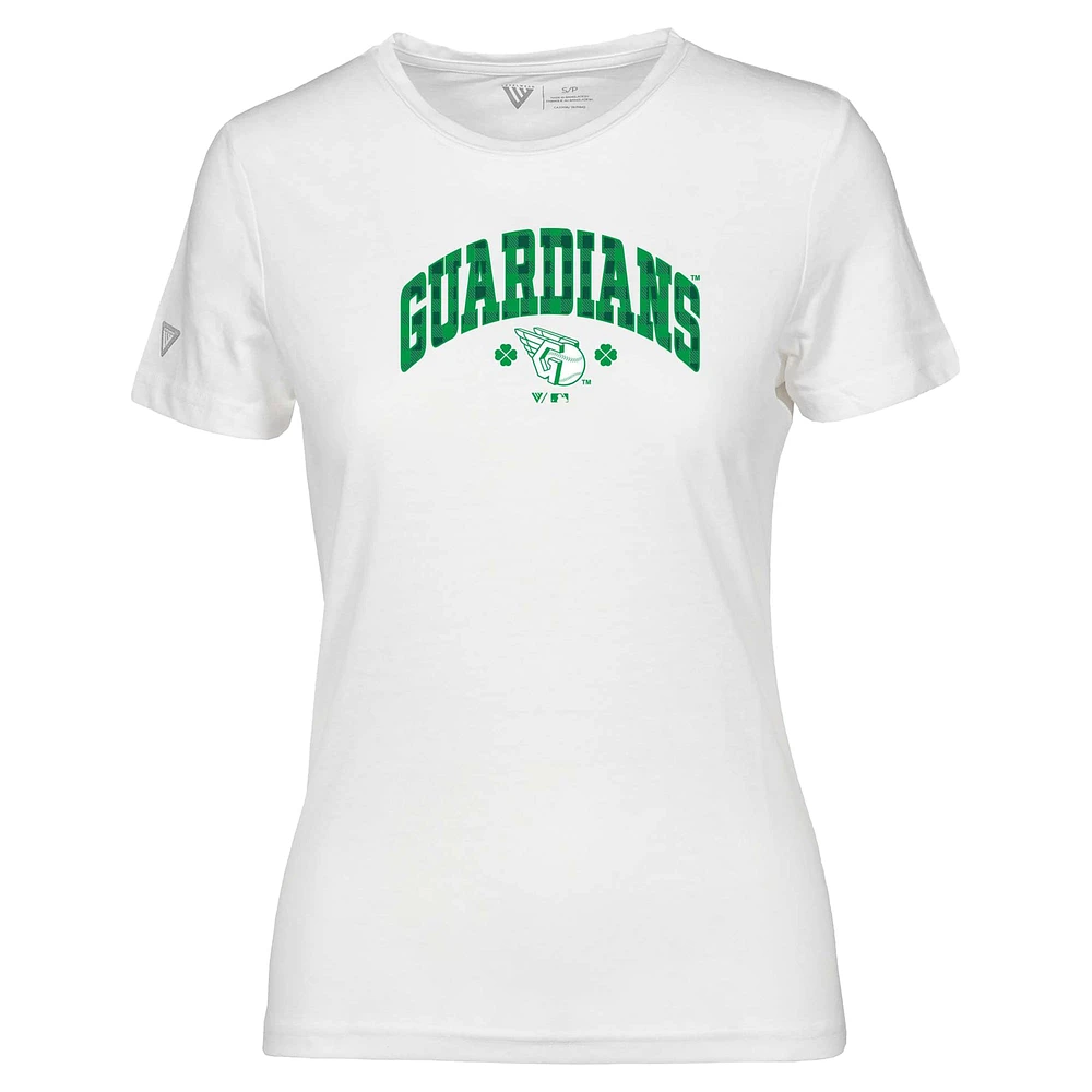 Women's Levelwear White Cleveland Guardians St. Patrick's Day Maddox Plaid T-Shirt