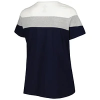 Women's Navy/Heather Gray Cleveland Guardians Plus Colorblock T-Shirt