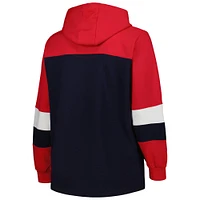 Women's Navy Cleveland Guardians Plus Colorblock Pullover Hoodie