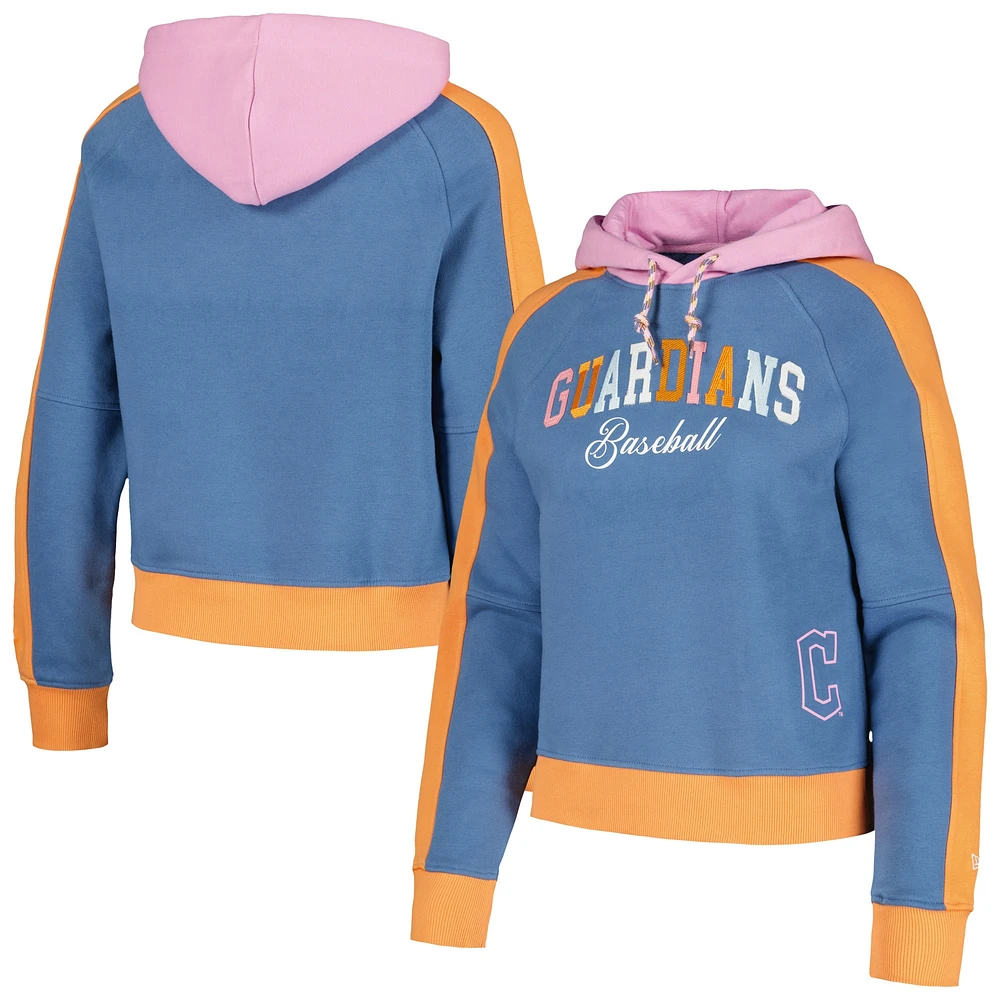 Sweat à capuche New Era bleu clair Cleveland Guardians Fashion Color Pop pour femmes