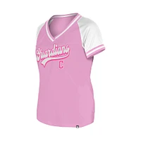Women's New Era Light Pink Cleveland Guardians Gameday V-Neck T-Shirt