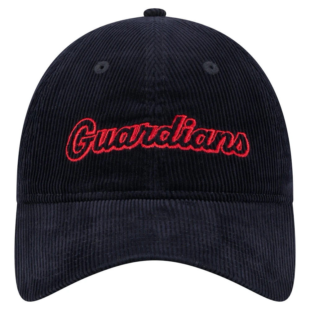 Women's New Era Navy Cleveland Guardians Corduroy 9TWENTY Adjustable Hat