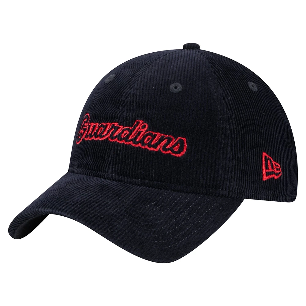 Women's New Era Navy Cleveland Guardians Corduroy 9TWENTY Adjustable Hat