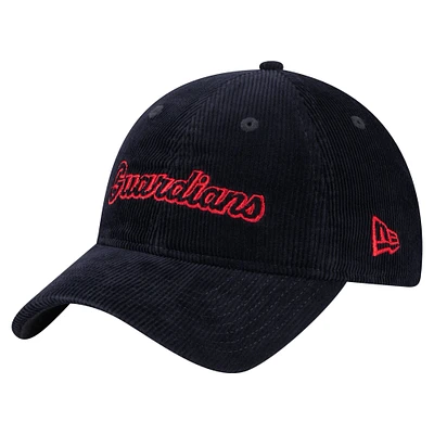 Women's New Era Navy Cleveland Guardians Corduroy 9TWENTY Adjustable Hat