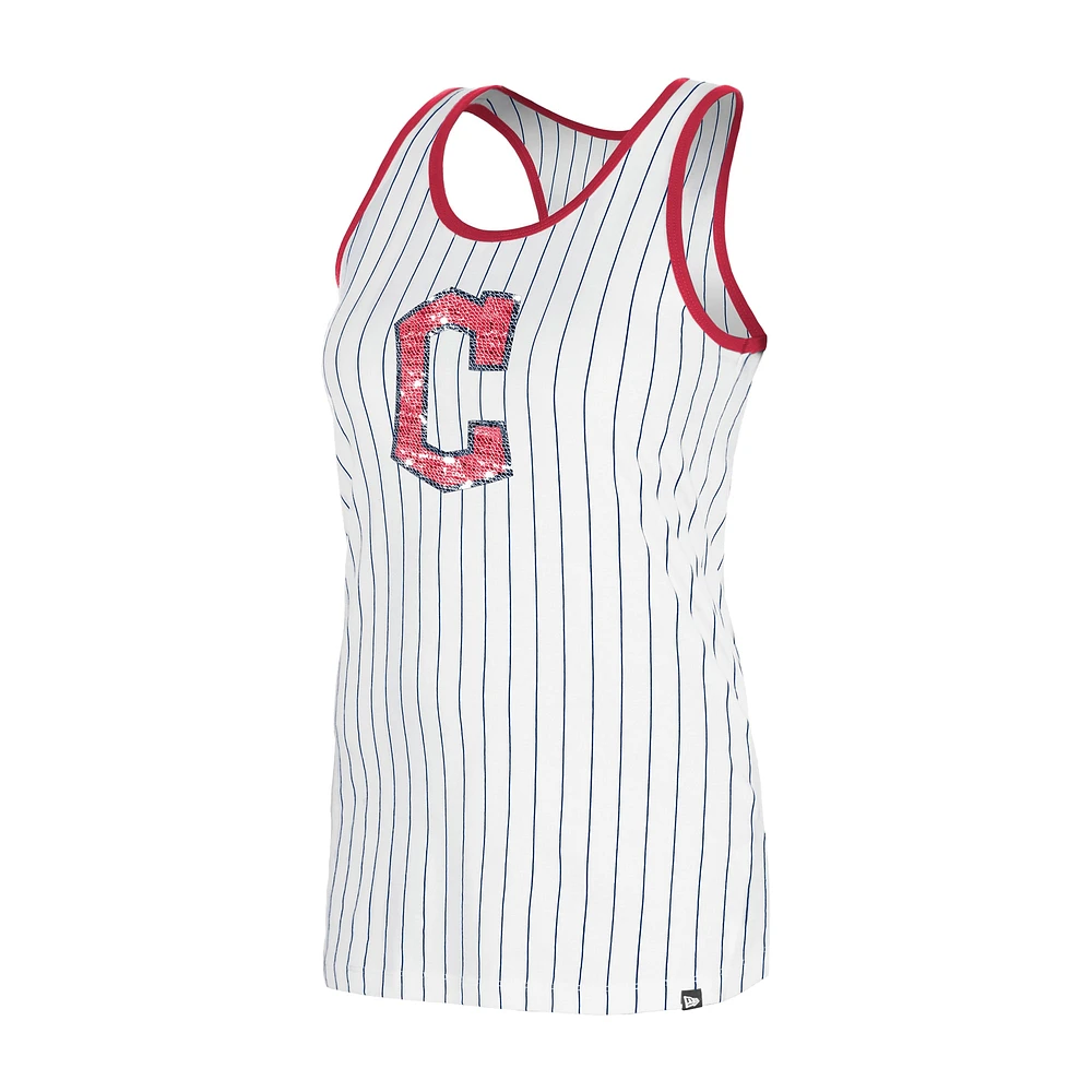 Women's New Era White Cleveland Guardians Gameday Pinstripe Tank Top