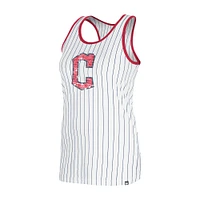 Women's New Era White Cleveland Guardians Gameday Pinstripe Tank Top