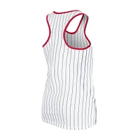 Women's New Era White Cleveland Guardians Gameday Pinstripe Tank Top