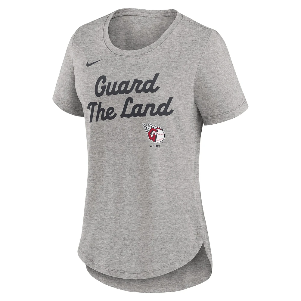 T-shirt Nike gris chiné Cleveland Guardians Tri-Blend pour femme