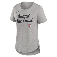 T-shirt Nike gris chiné Cleveland Guardians Tri-Blend pour femme