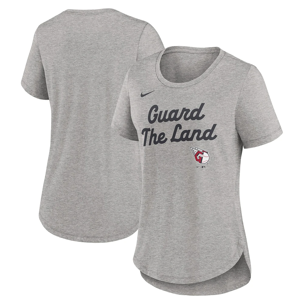 T-shirt Nike gris chiné Cleveland Guardians Tri-Blend pour femme