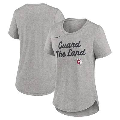 T-shirt Nike gris chiné Cleveland Guardians Tri-Blend pour femme
