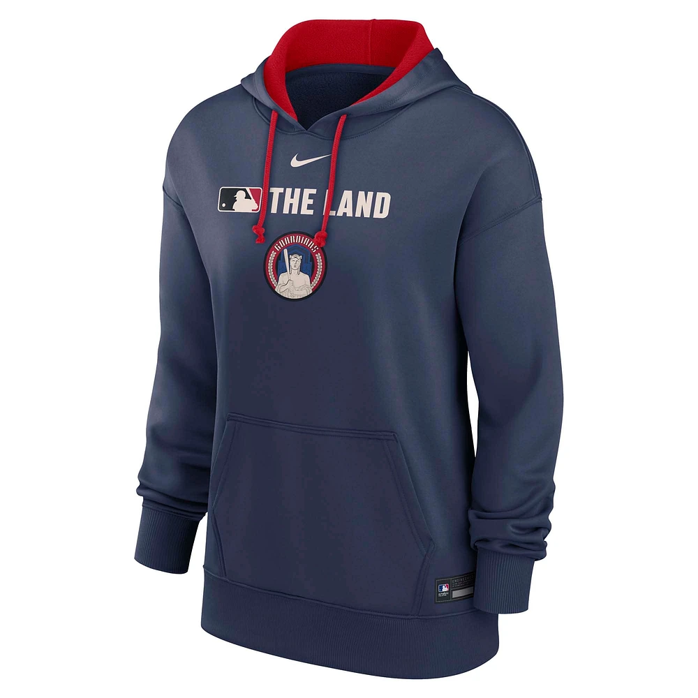 Women's Nike Navy Cleveland Guardians Authentic Collection City Connect Performance Pullover Hoodie